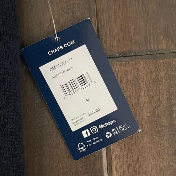 Chaps Navy Knit Full Zip Mock Neck Vest M NWT - Picture 4 of 5